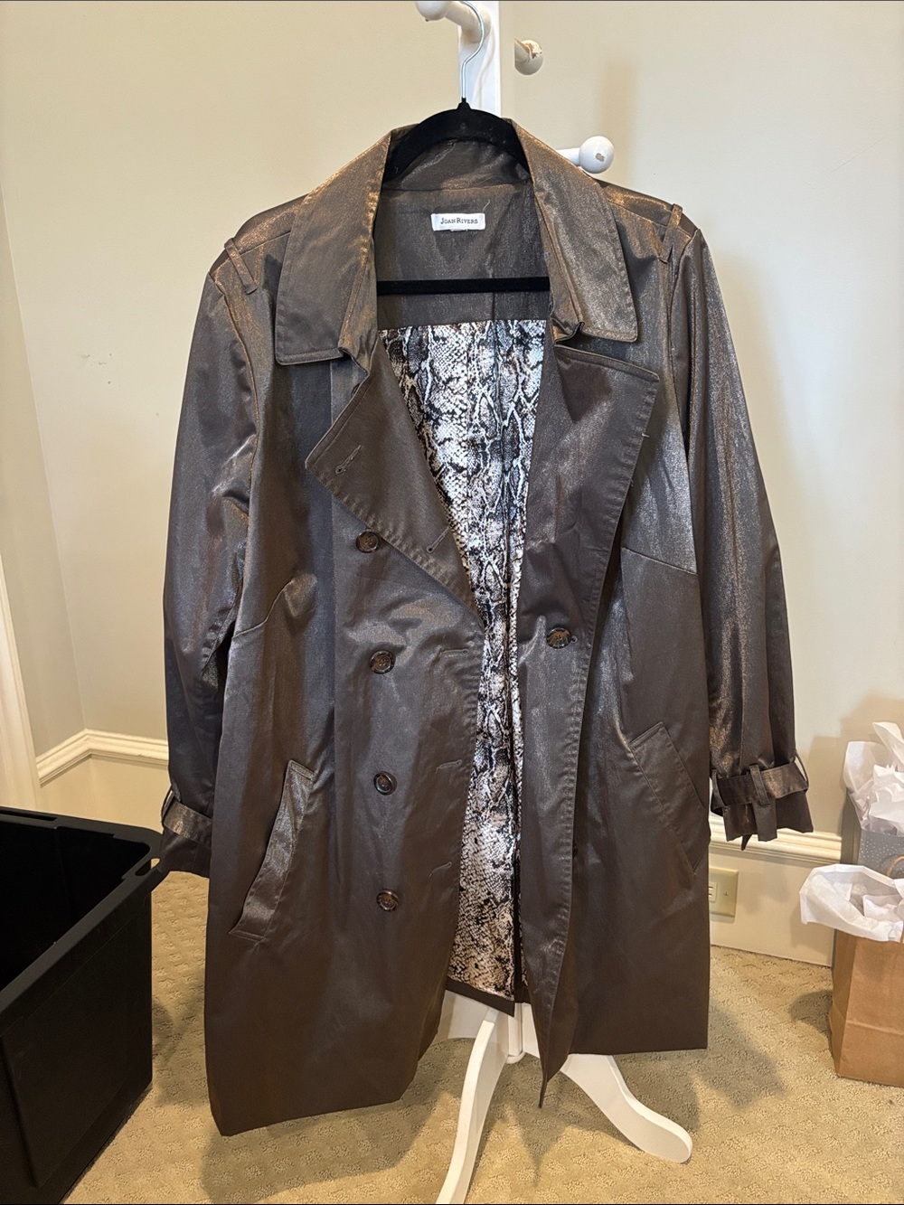 Joan Rivers Metallic Brown Trench Coat